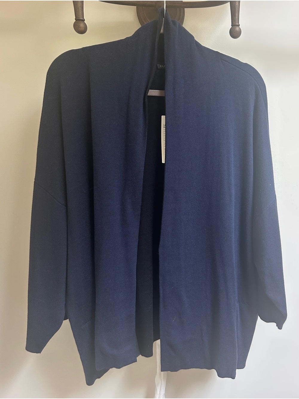 Eileen Fisher Navy Open-Front Lightweight Cardigan